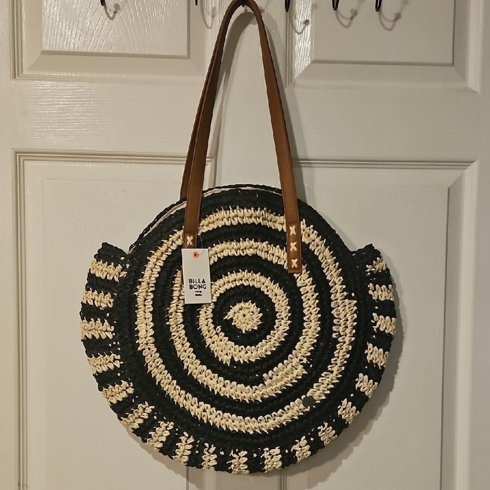 Billabong Black and Cream Spiral Tote
